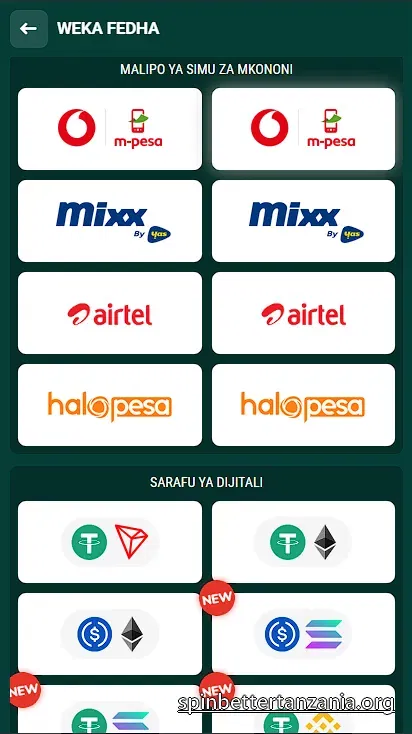 Njia za kuweka fedha katika SpinBetter Tanzania